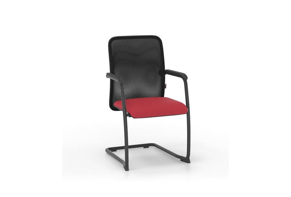 Κάθισμα Συνεργασίας Dromeas SVip-E N (0,54×0,63×0,94) Πλάτη Δίχτυ Μαύρο , Έδρα Ύφασμα Κόκκινο Σκελετός Βαμμένος Μαύρος