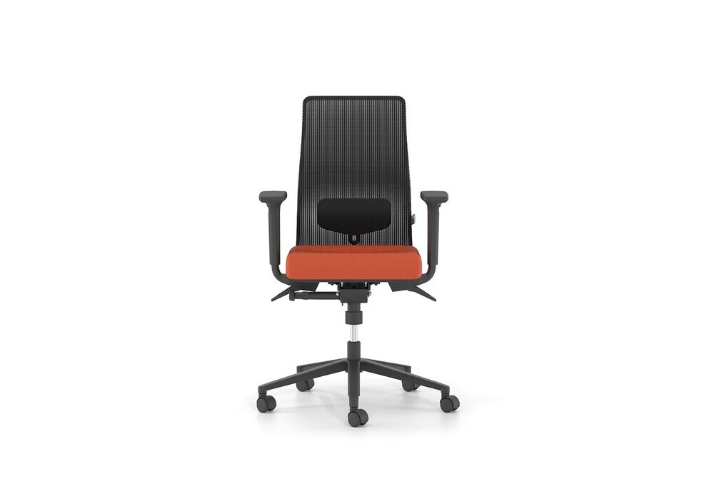 Κάθισμα Εργασίας Dromeas Smart (0,66×0,66×1,00-1,12) Με Μπράτσα Έδρα Ύφασμα Τύπος 1 Πορτοκαλί , Πλάτη Δίχτυ Μαύρο Πεντάνευρο Μαύρο