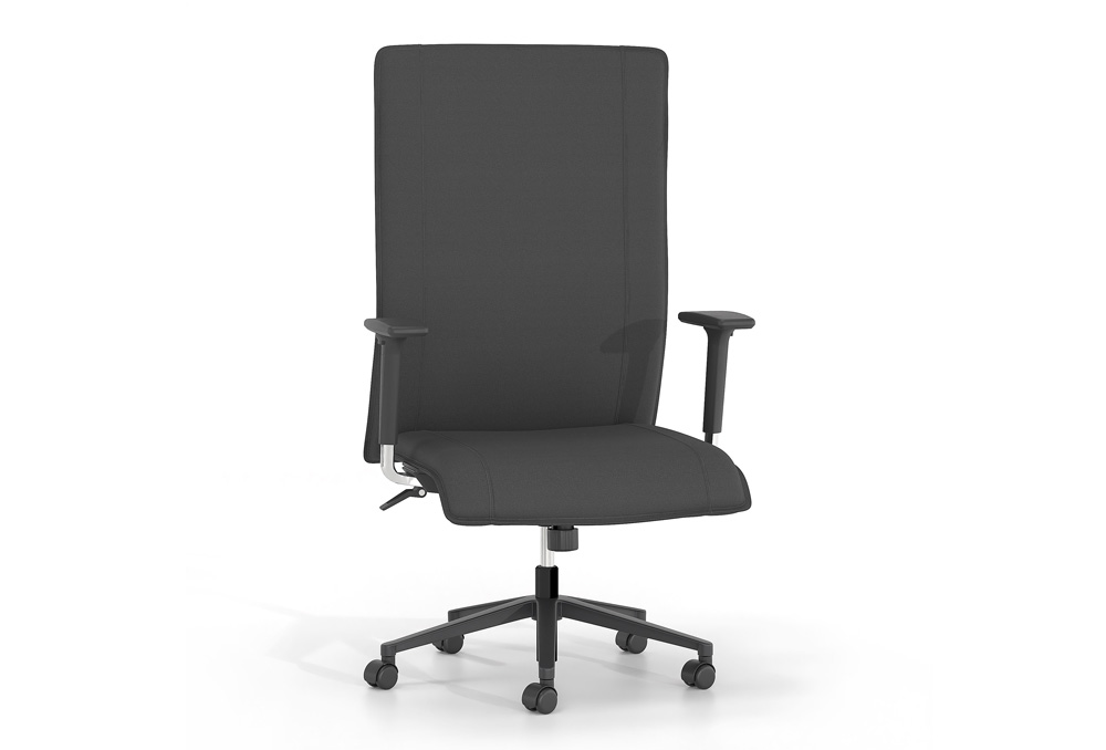 Κάθισμα Εργασίας Dromeas ATLAS (0,66×0,68×0,46-60) έδρα και πλάτη ύφασμα μαύρο , πεντάνευρο βαμμένο μαύρο