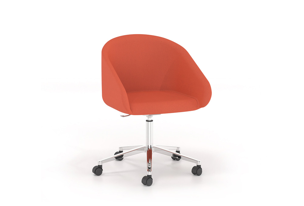 Κάθισμα Εργασίας Dromeas Mega N (0,66×0,66×0,77-0,86) , Eπένδυση Ύφασμα τύπος 1 Πορτοκαλί , πεντάκτινο Γυαλισμένο