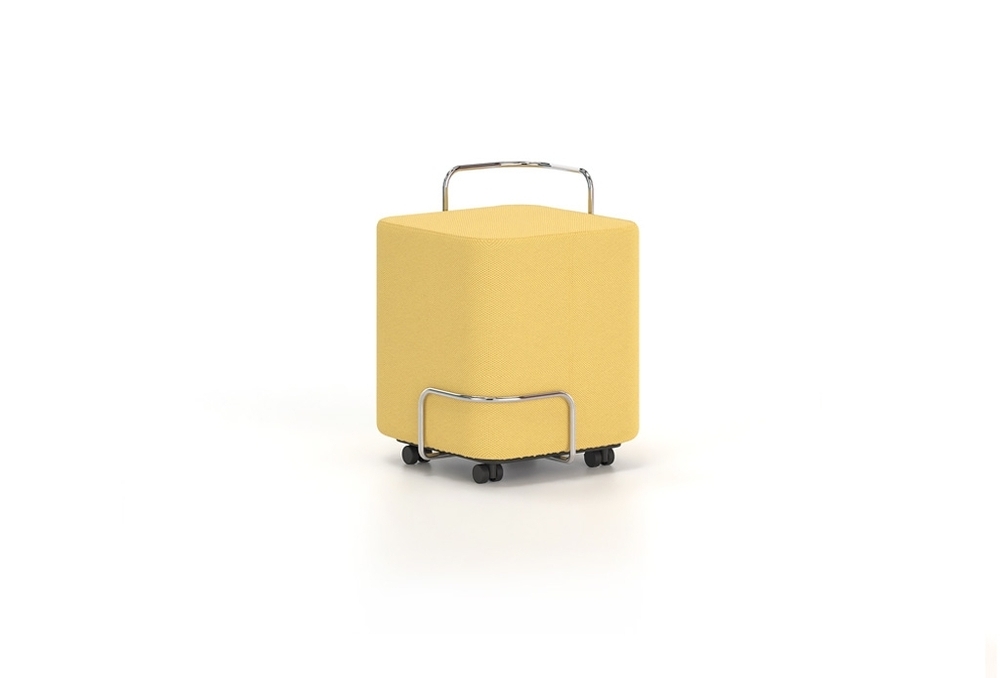 Τροχήλατο Σκαμπό Deco με επένδυση υφάσματος τύπος 3 κίτρινο και μεταλλική λαβή