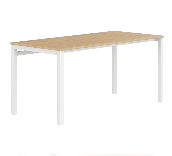 Γραφείο εργασίας Dromeas σειράς Triplo διάστασης 140x75x73 με σκελετό σε απόχρωση υπόλευκο και επιφάνεια σε απόχρωση φυσικό δρύς