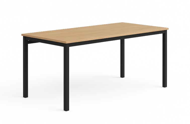 Γραφείο εργασίας Dromeas σειράς Triplo διάστασης 180x75x73 με σκελετό σε απόχρωση μαύρο και επιφάνεια σε απόχρωση φυσικό δρύς