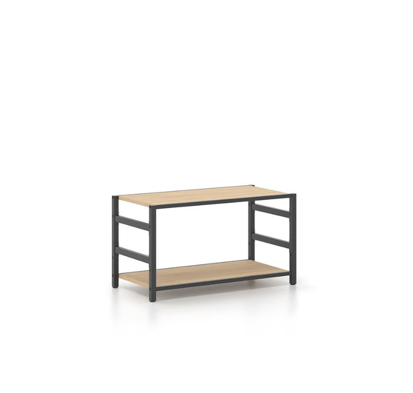 Aρθρωτό σύστημα ραφιών Syntheka, διάστασης 806x400x439H Χρώμα μετάλλου Ral7021-Φυσικό δρυς