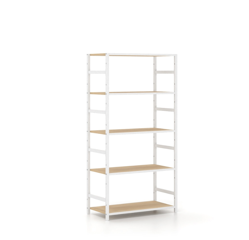 Aρθρωτό σύστημα ραφιών Syntheka, διάστασης 806Χ400Χ1573Η Χρώμα μετάλλου Υπόλευκο-Φυσικό δρυς